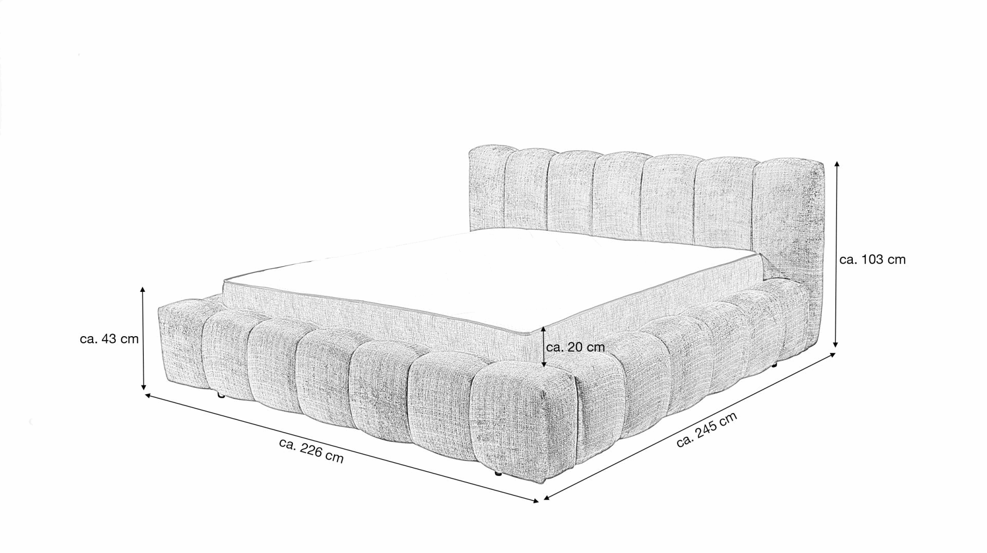 Boxspring Bexter - Gray | Includes Slatted Base & Matress