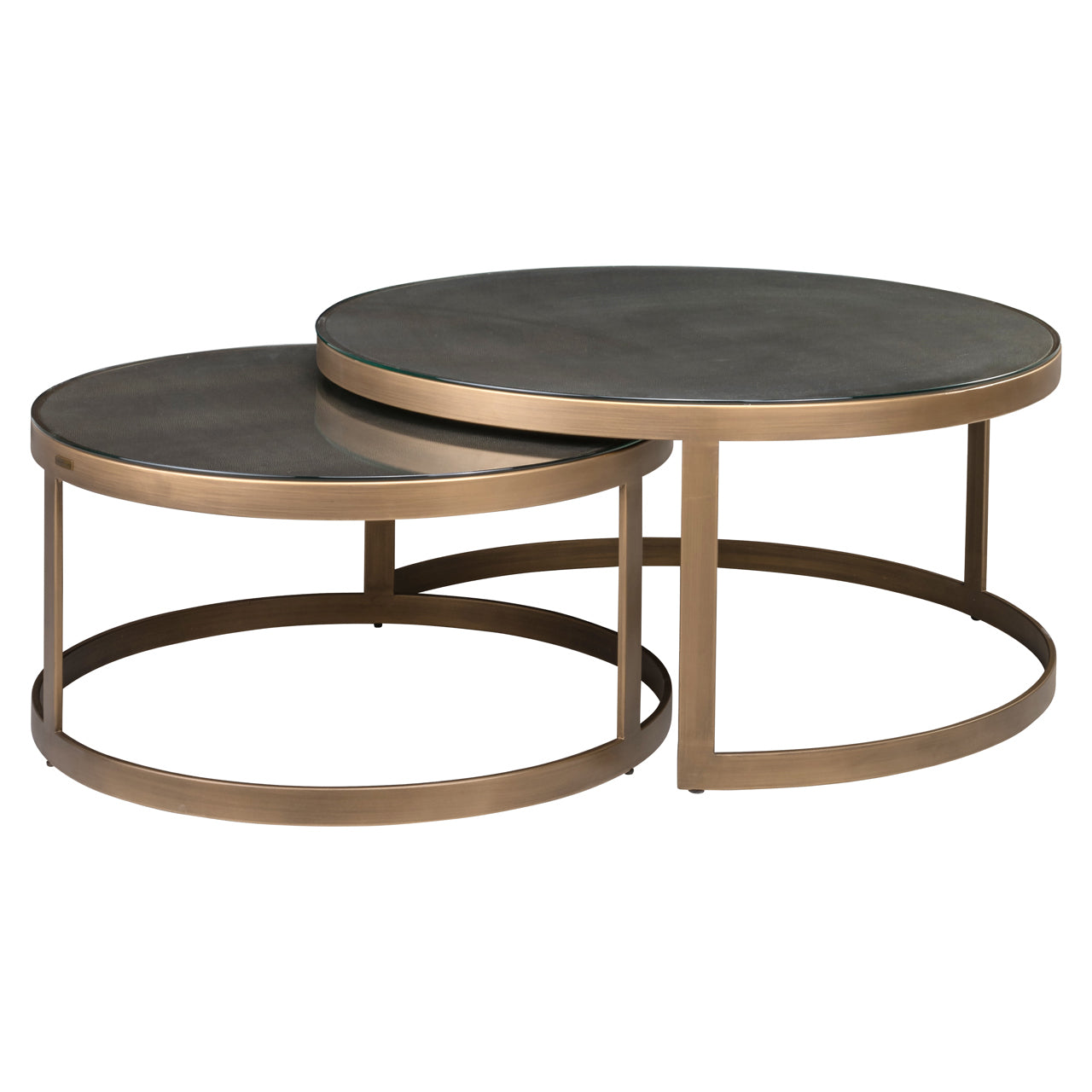 Coffee table Bloomville brass shagreen incl. glass tops (Set of 2)