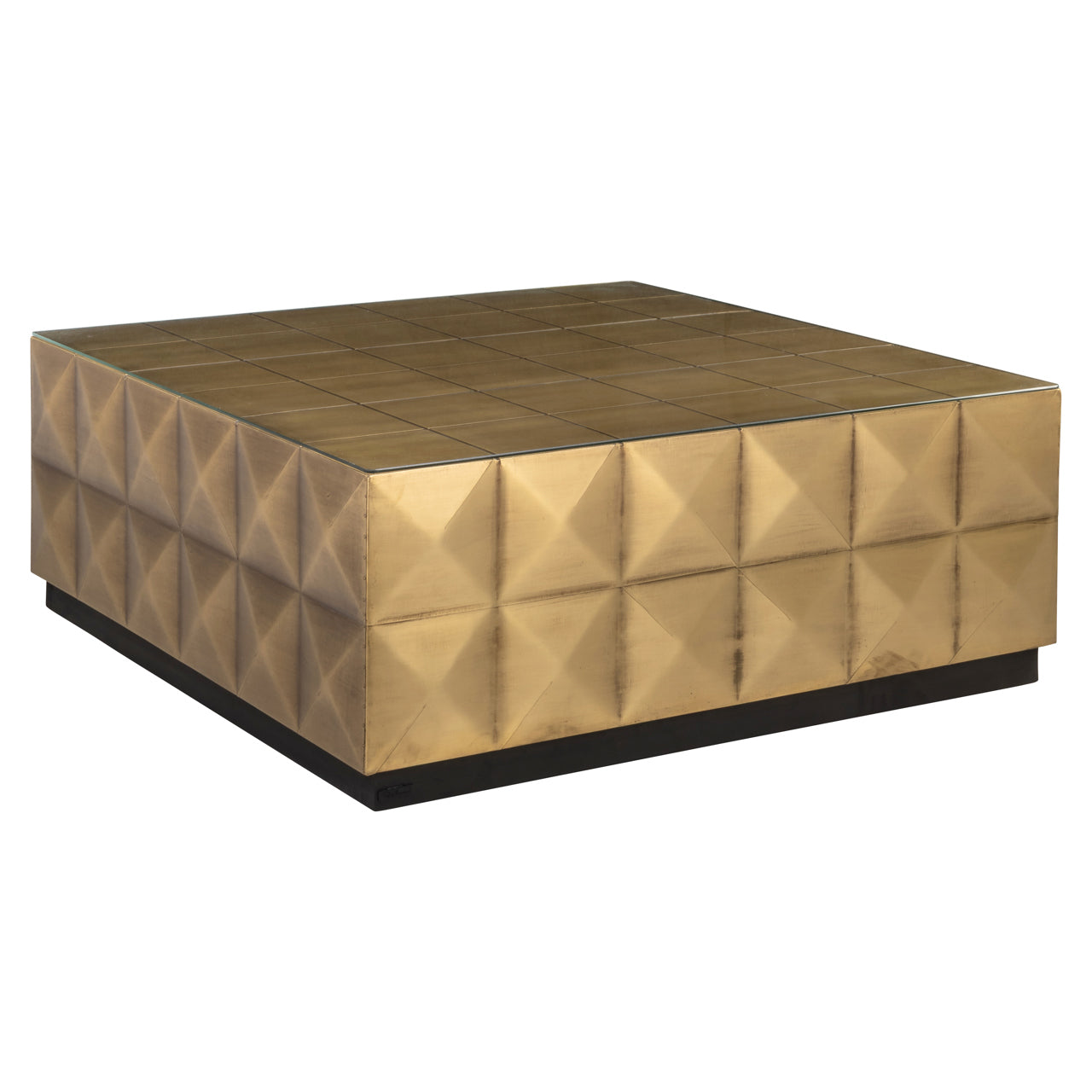 Coffee table Collada brushed gold incl. glass top