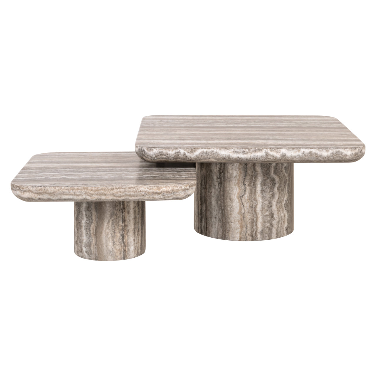 Coffee table Denizly grey faux travertine (Set of 2)