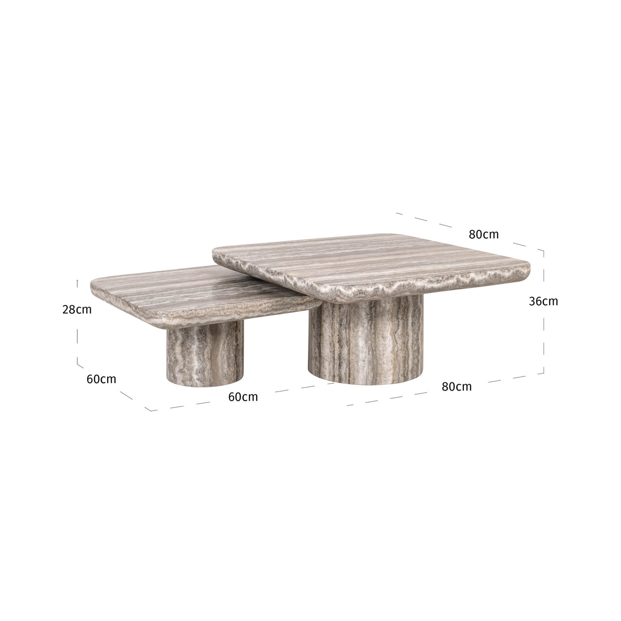 Coffee table Denizly grey faux travertine (Set of 2)
