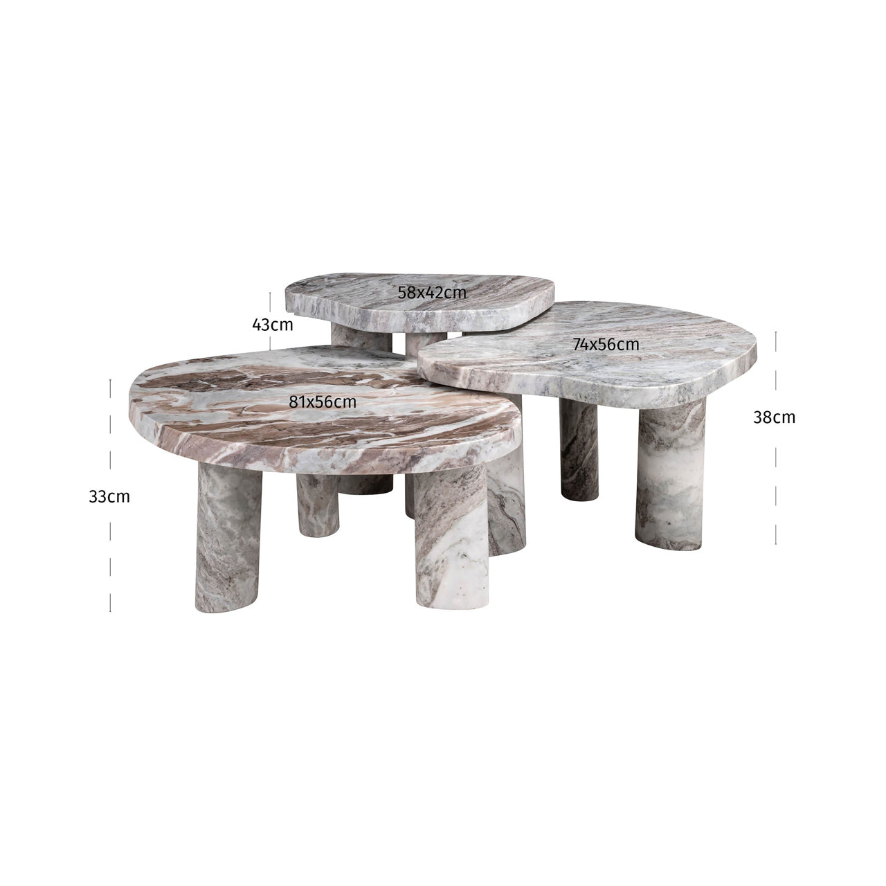 Coffee table Camino Blush beige (Set of 3)