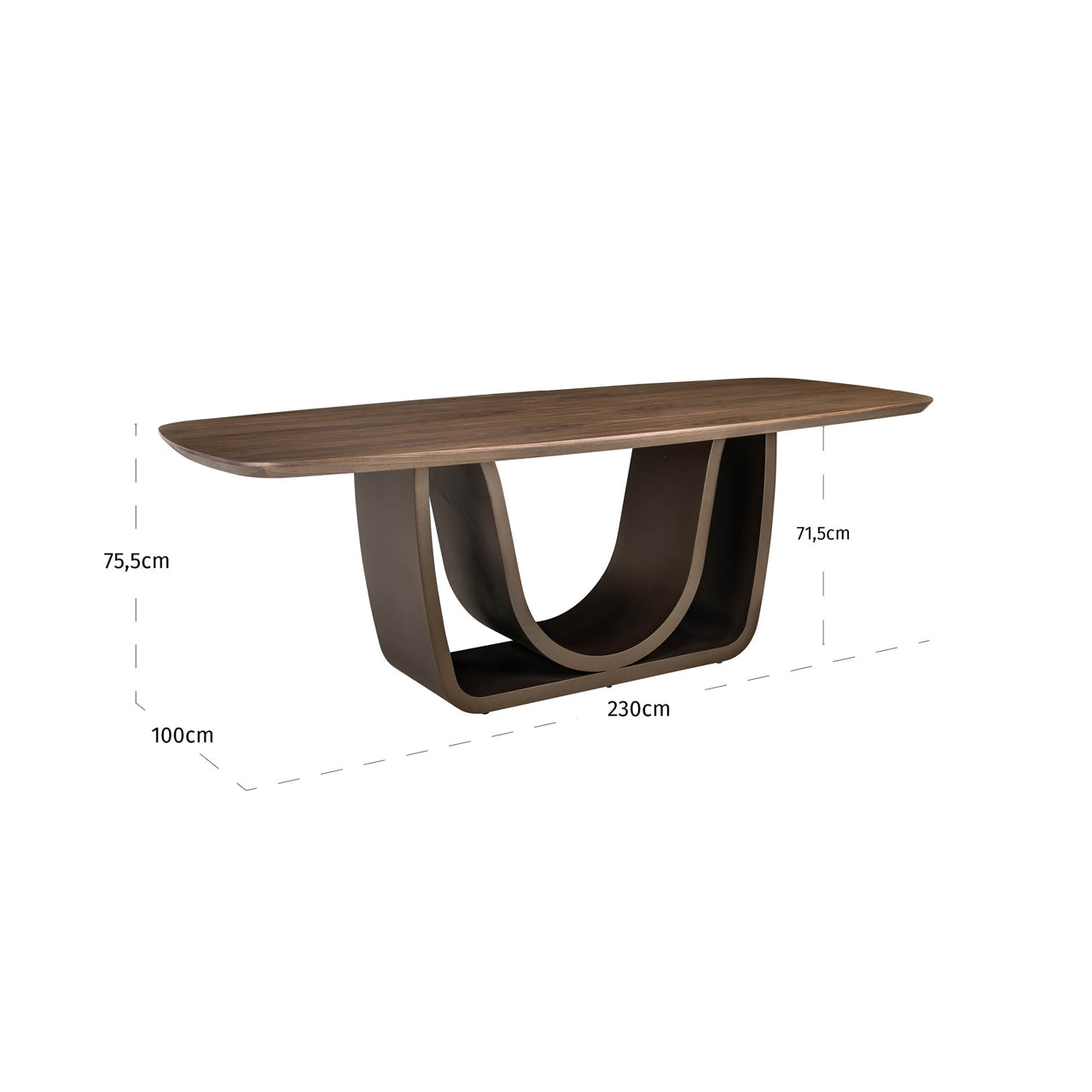 Dining table Windsor walnut 230 brass base