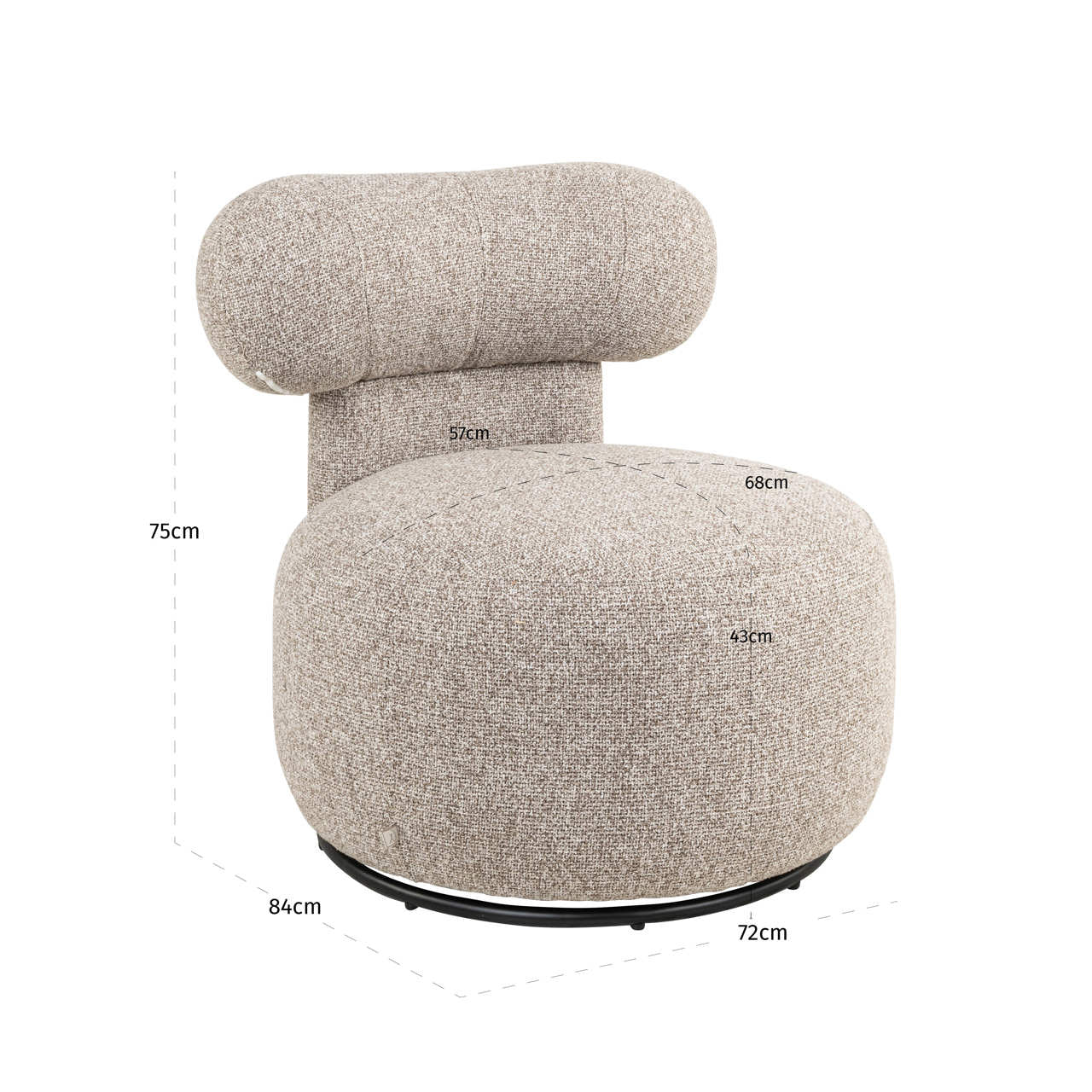 Lounge chair Kaya cayenne brown swivel