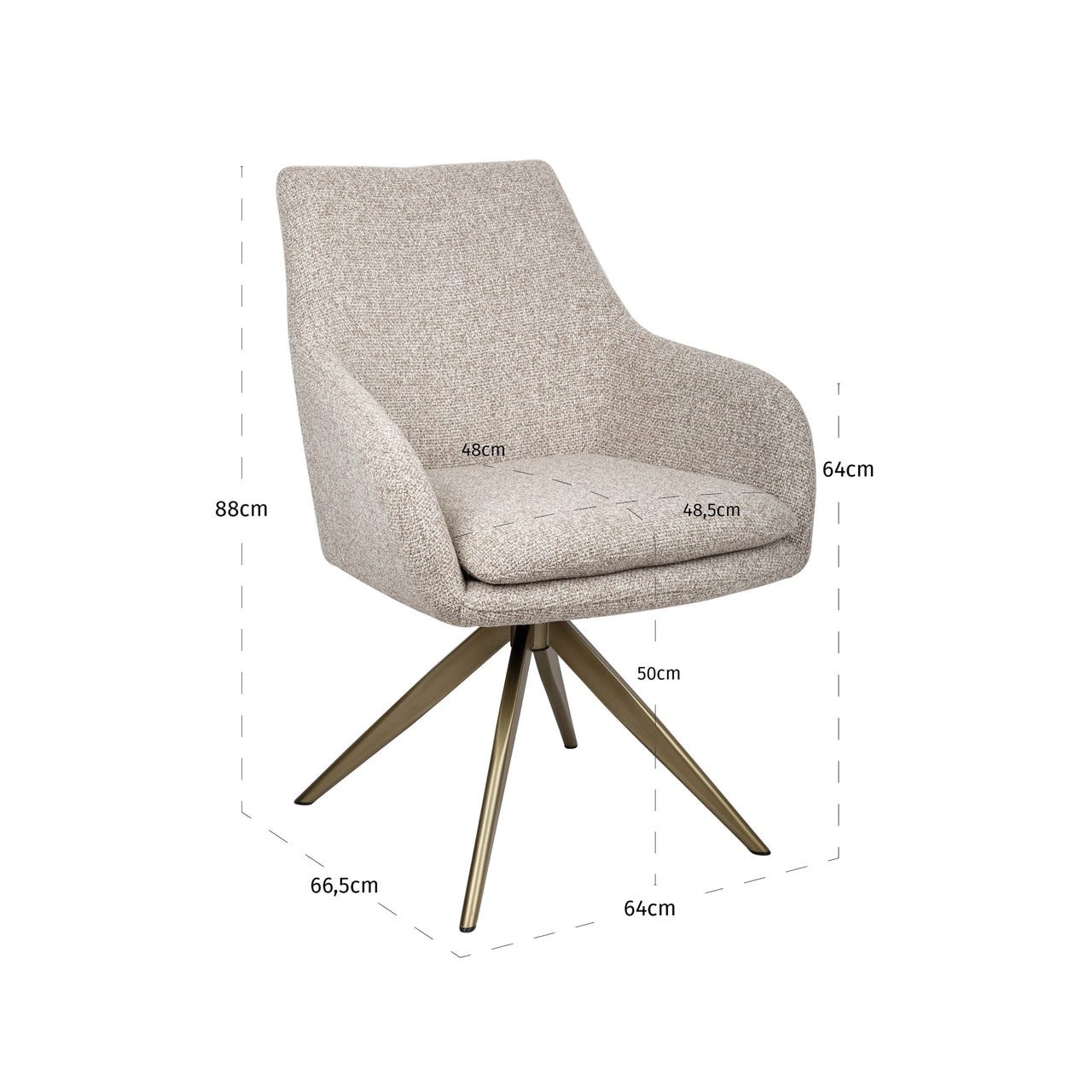 Dining chair Lisonne cayenne brown swivel fire retardant