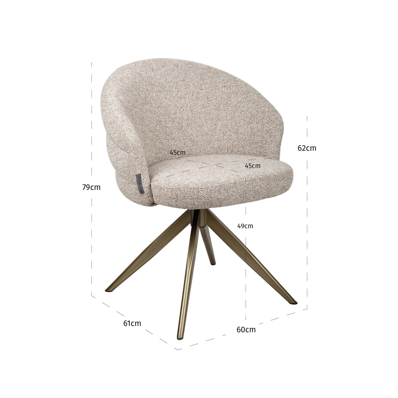 Dining chair Zendaya cayenne brown swivel fire retardant
