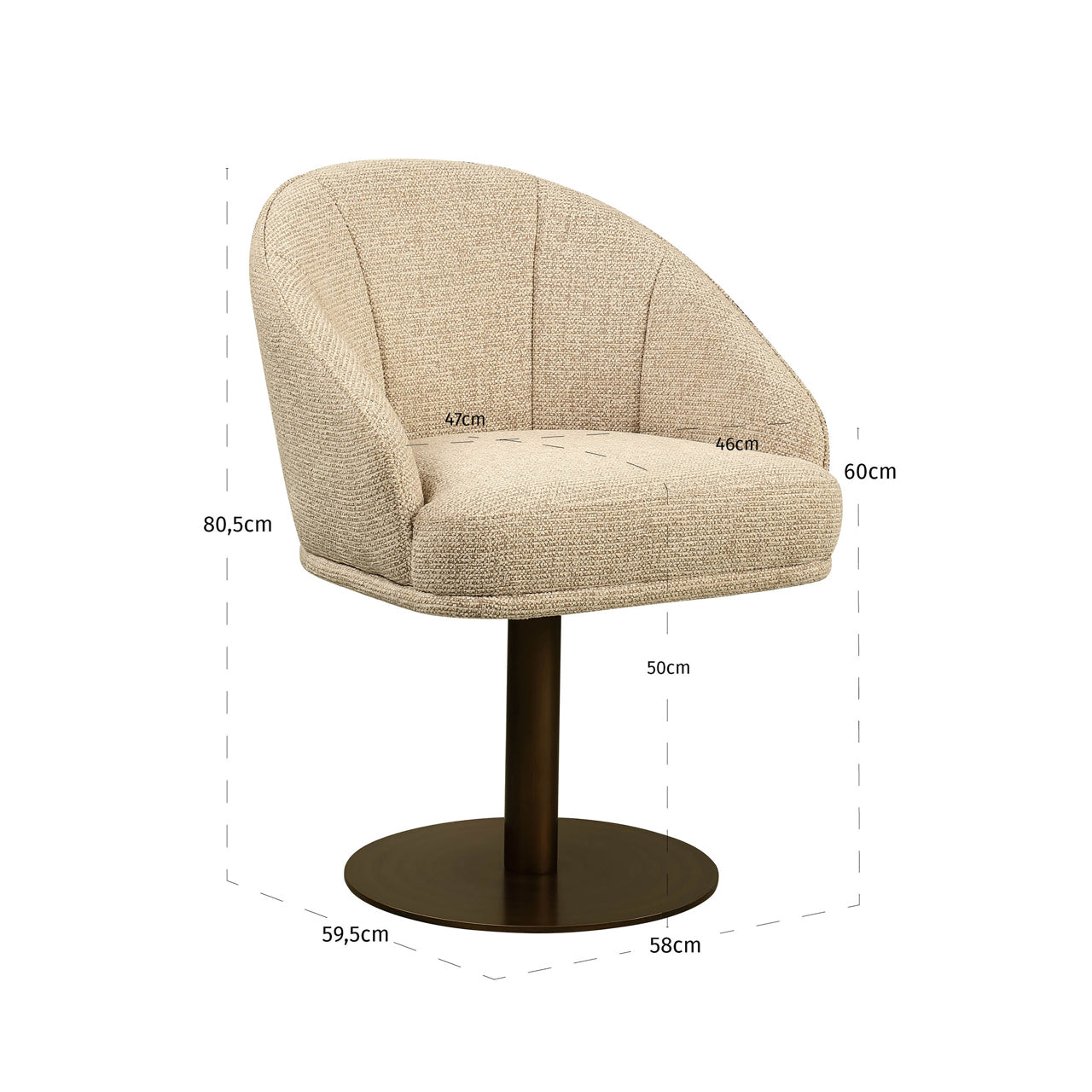 Dining chair Beverly natural fancy swivel
