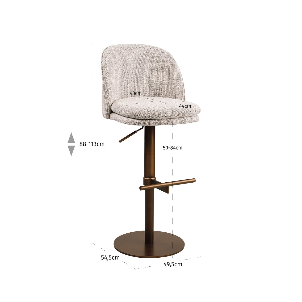 Bar stool Vesper mocca fancy swivel