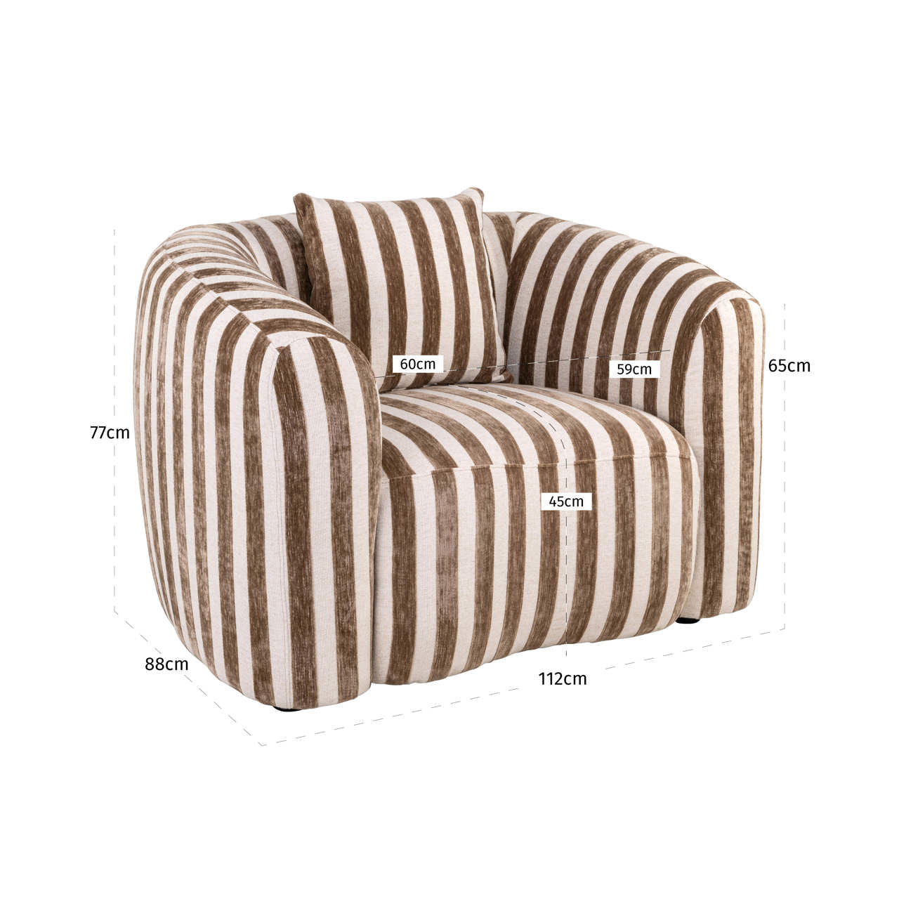 Lounge chair Luxandra stripes sand