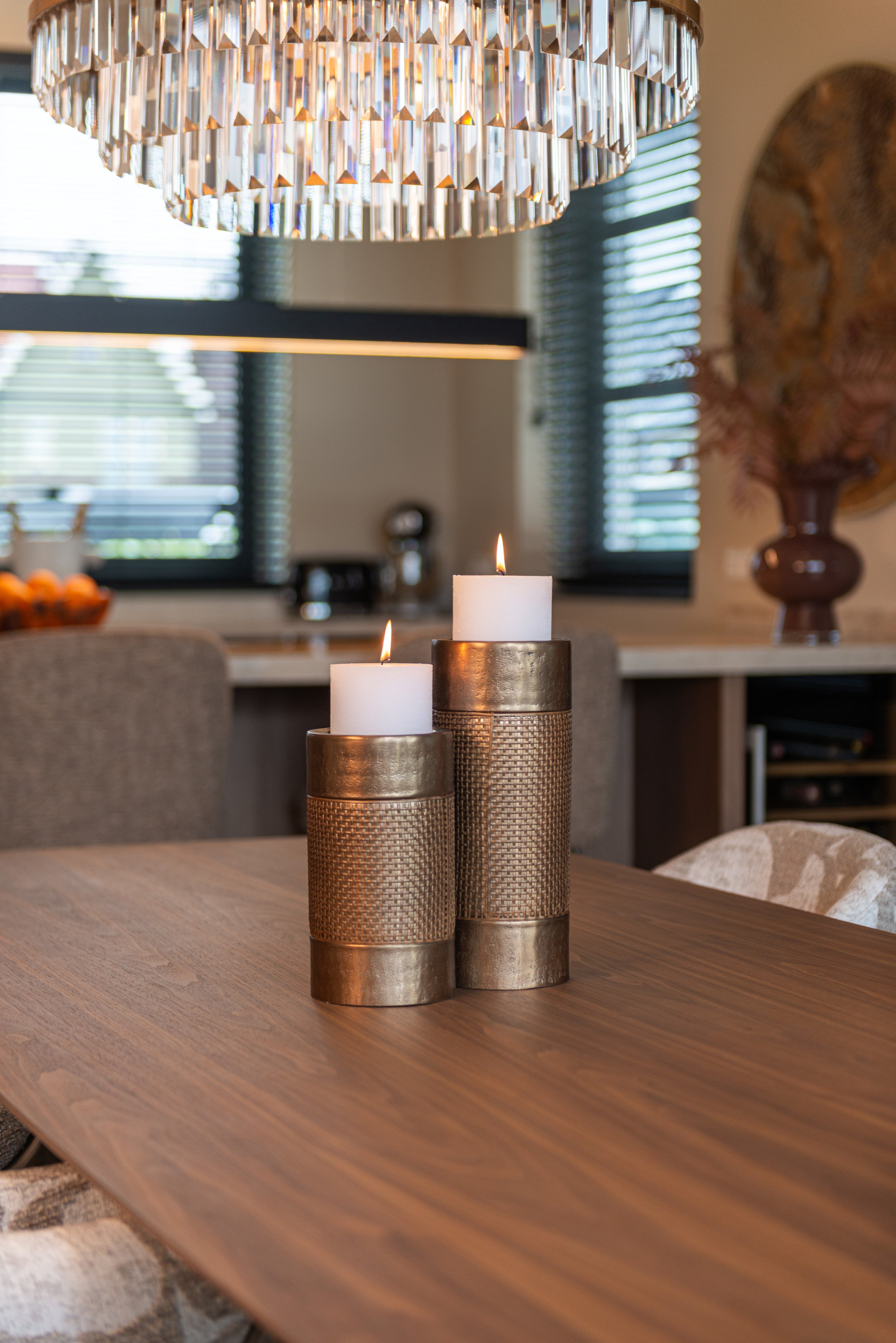 Candle holder Aya brushed gold small