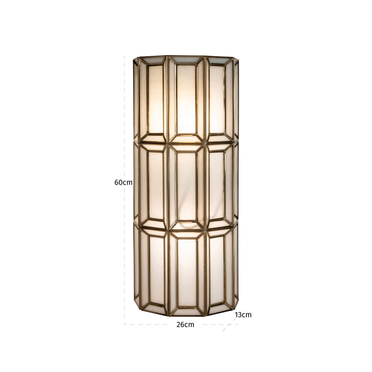 Wall lamp Opal brass antique