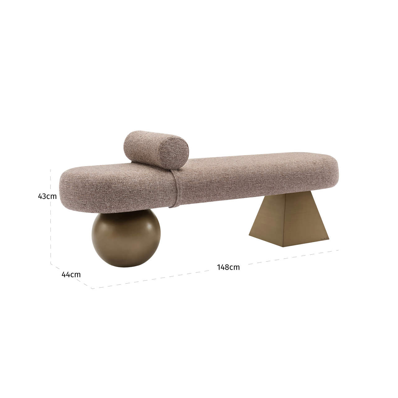 Bench Alexander Jones brown tweed fire retardant (Geneva)
