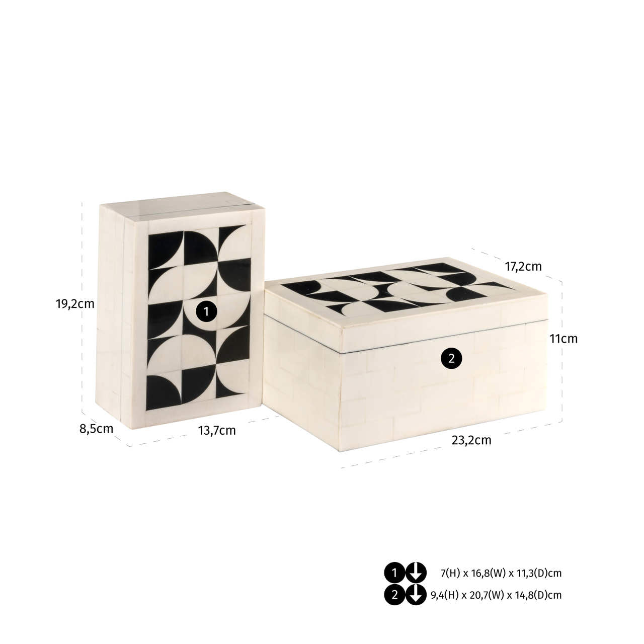 Storage box Flake white (Set of 2)