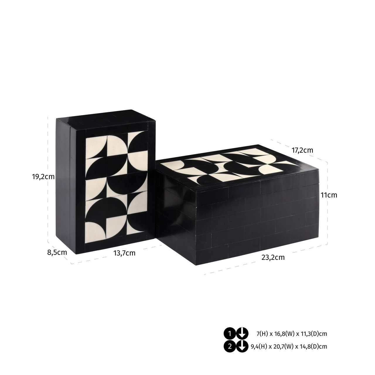 Storage box Rae black/white (Set of 2)