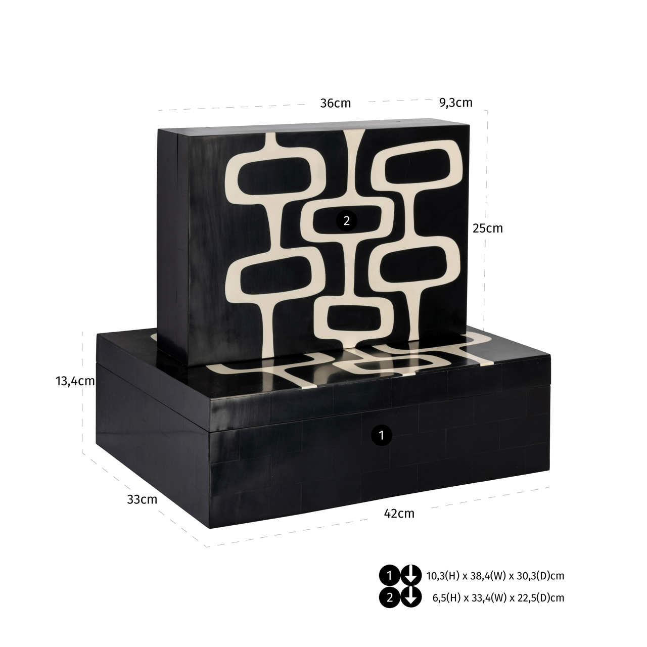 Storage box Lux black/white (Set of 2)
