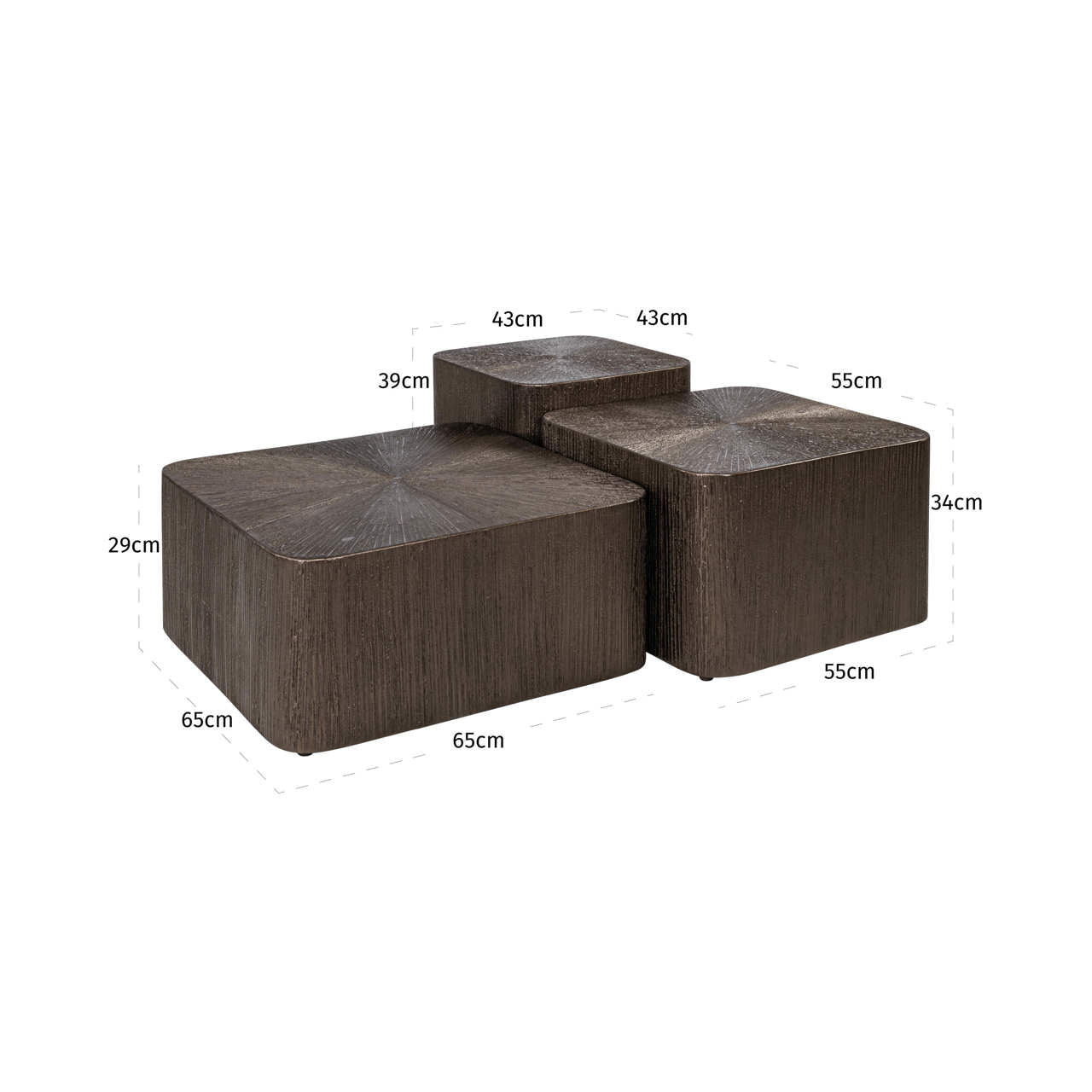 Coffee table Cubes Brunzae (Set of 3)
