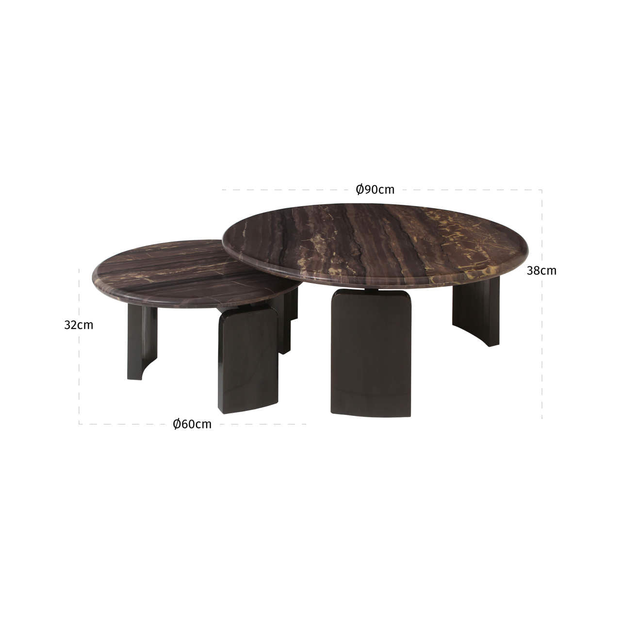 Coffee table Menton burgundy (Set of 2)