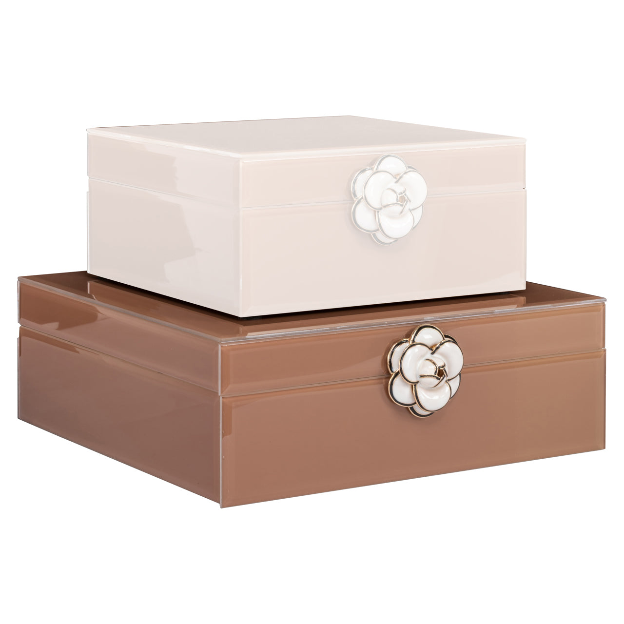 Storage box Floral brown large