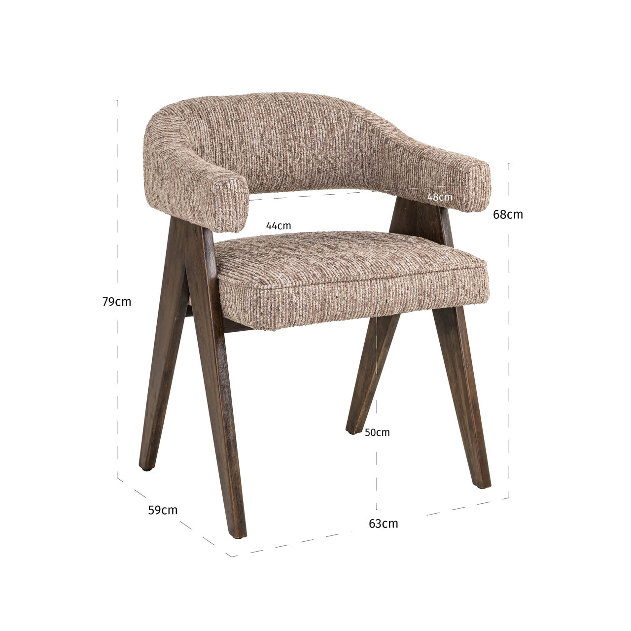 Dining chair Mori mocca linear fire retardant
