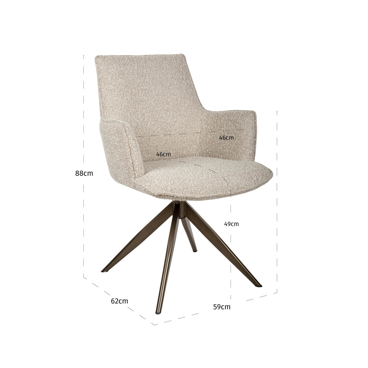 Dining chair Dakota natural chunky swivel with arm