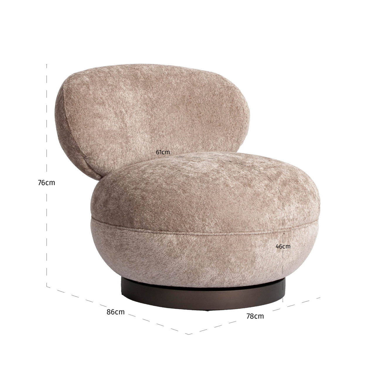 Lounge chair Jace be easy sand swivel fire retardant