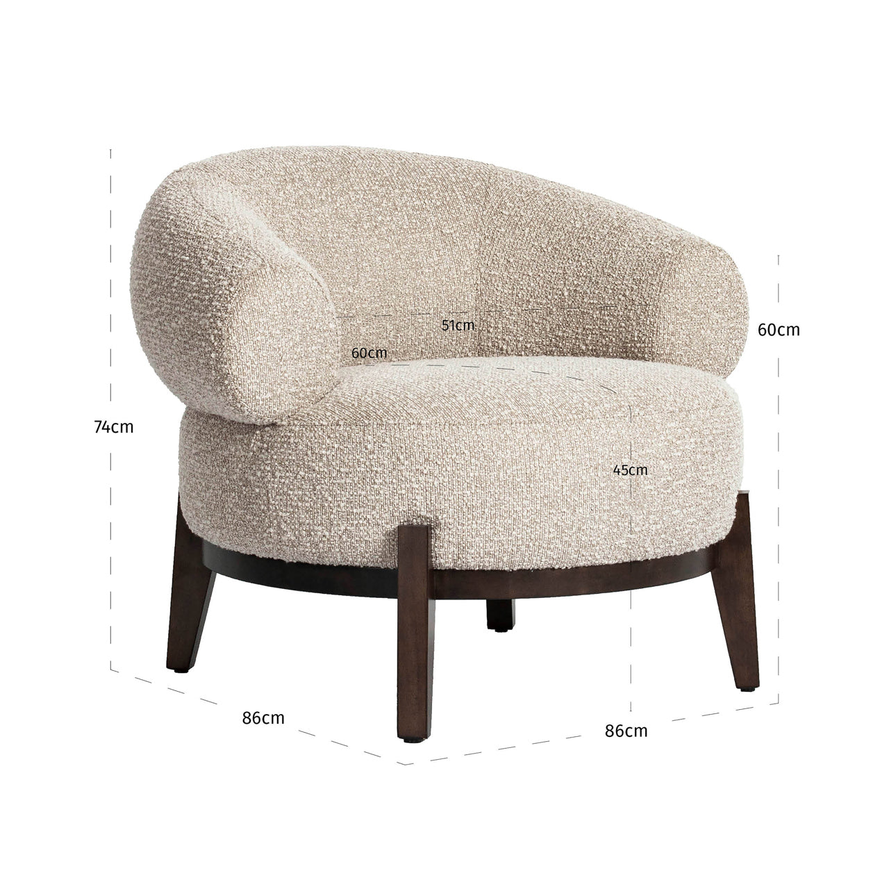 Lounge chair Montana natural chunky fire retardant