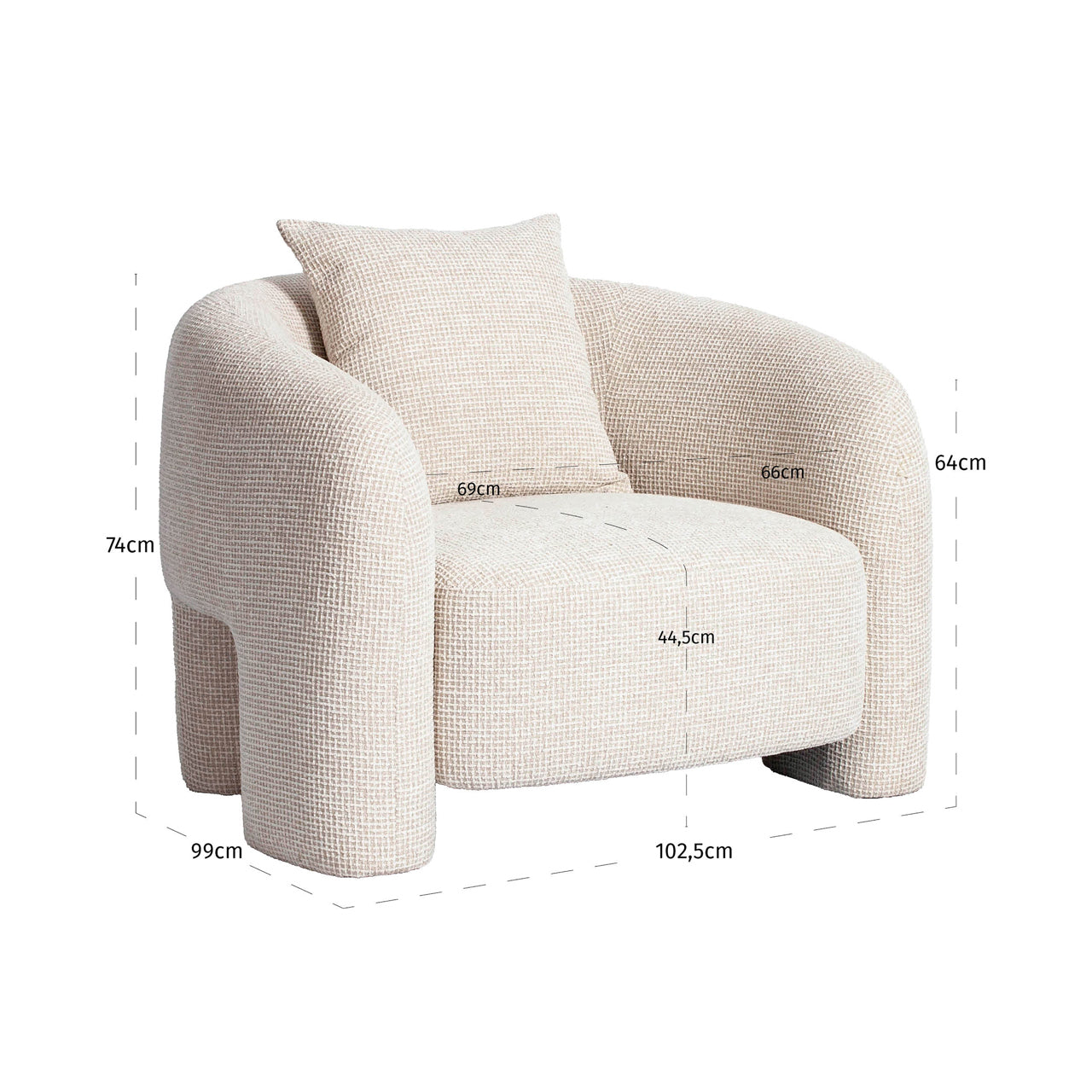 Lounge chair Tuscany beige blockweave