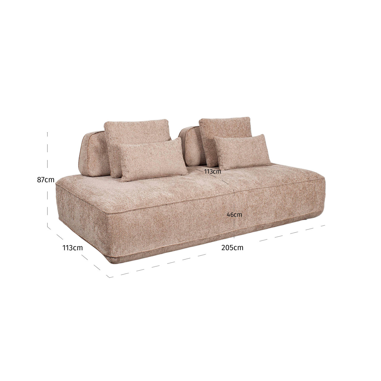 Sofa Tudor mocca boldweave 2,5-seater movable backrest