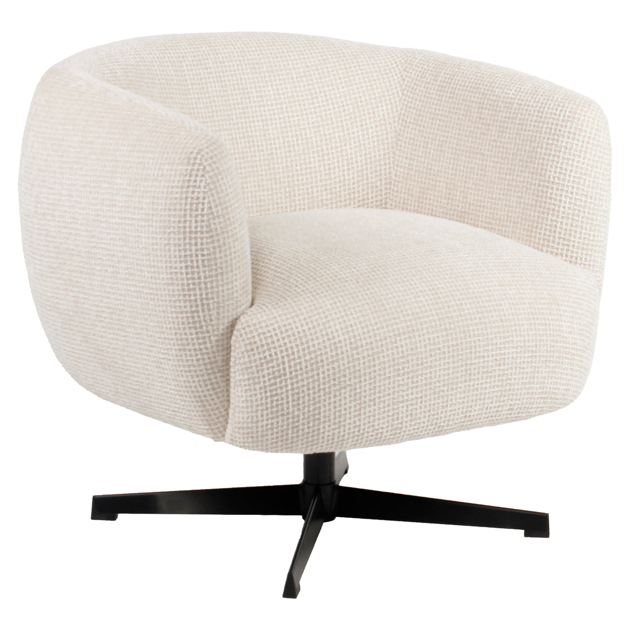 Lounge chair Estelle beige blockweave swivel