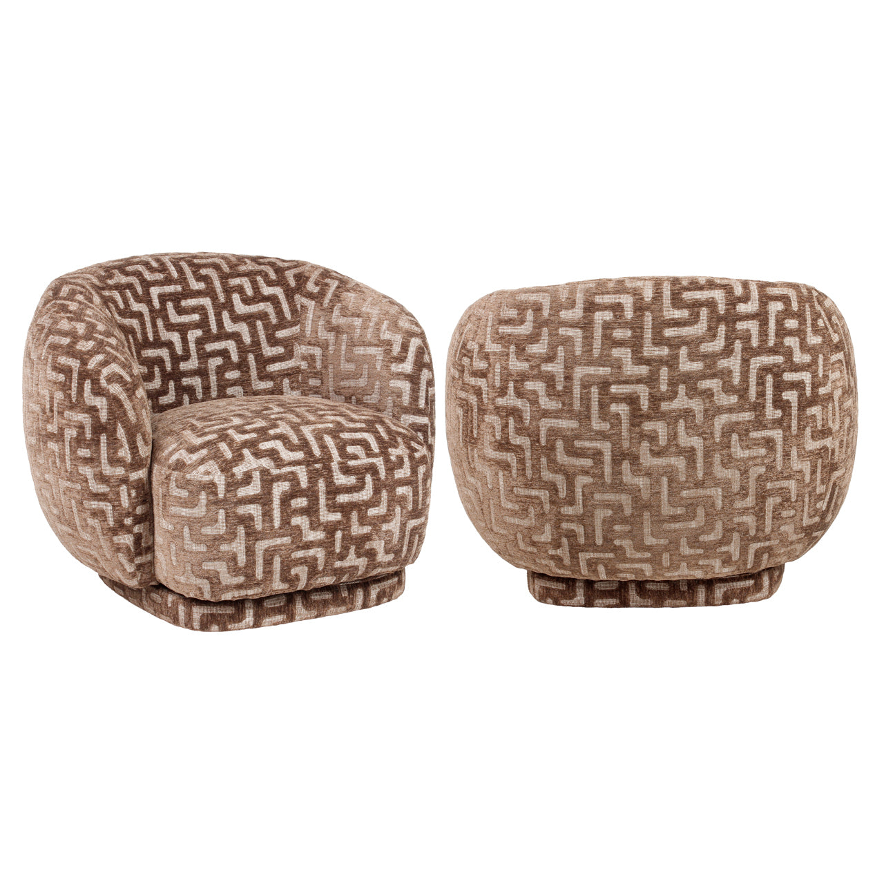 Lounge chair Negreslo brown labyrinth swivel