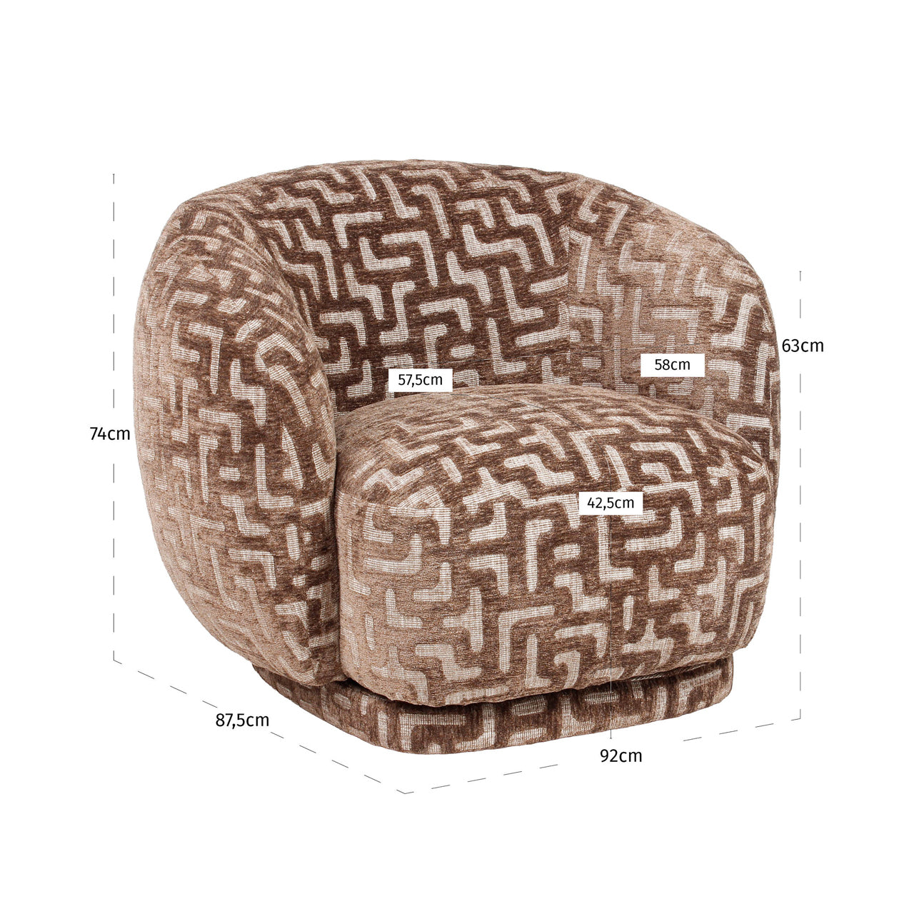 Lounge chair Negreslo brown labyrinth swivel