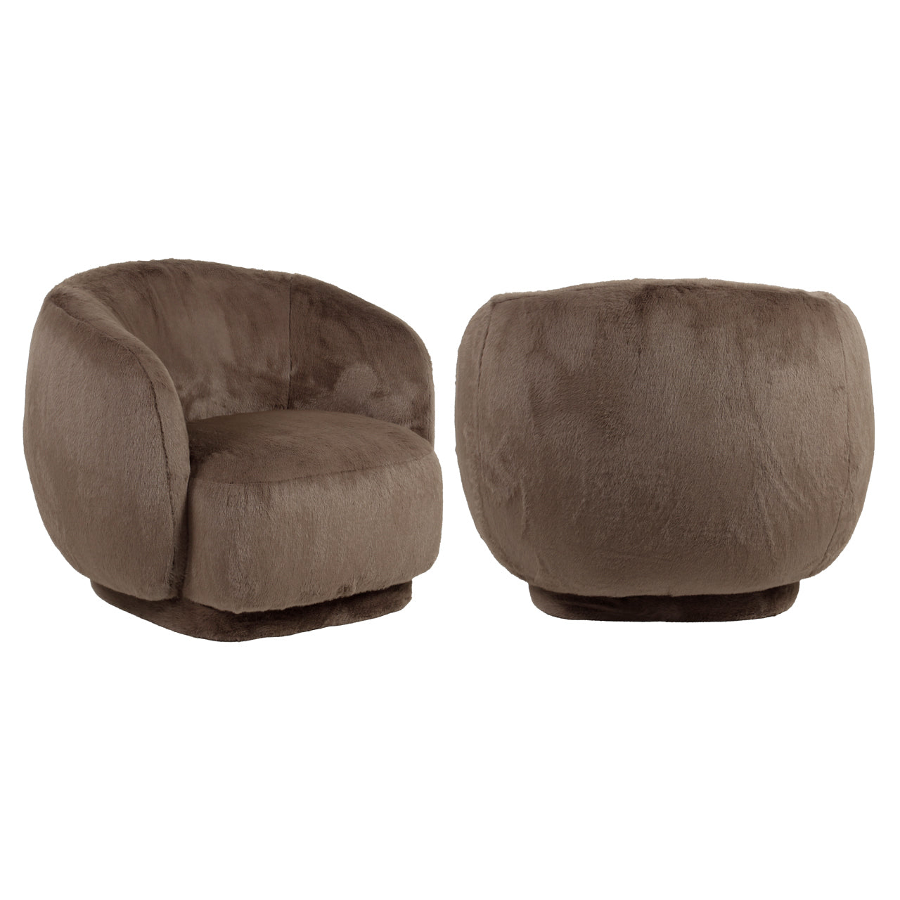 Lounge chair Negreslo brown fluffy swivel