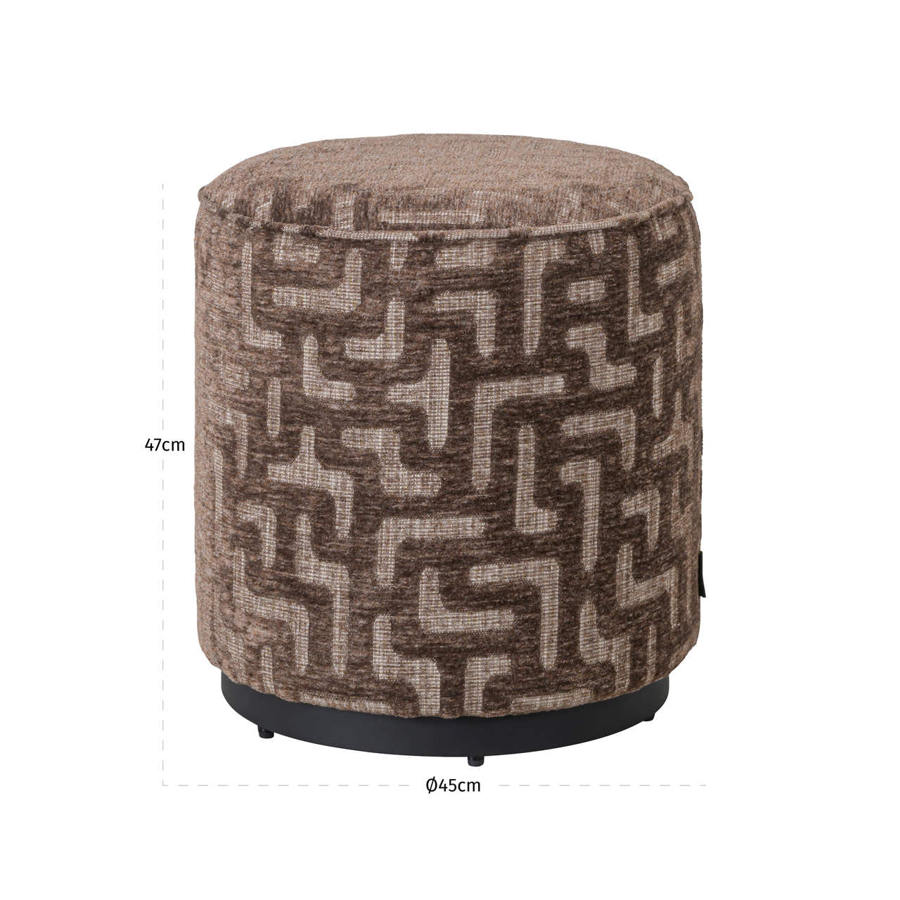 Pouffe & Footstool Lexie brown labyrinth 45Ø