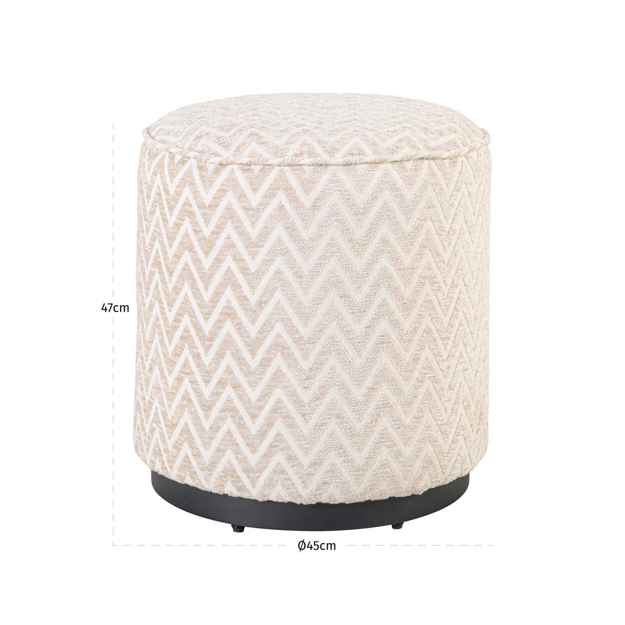 Pouffe & Footstool Lexie beige chevron 45Ø