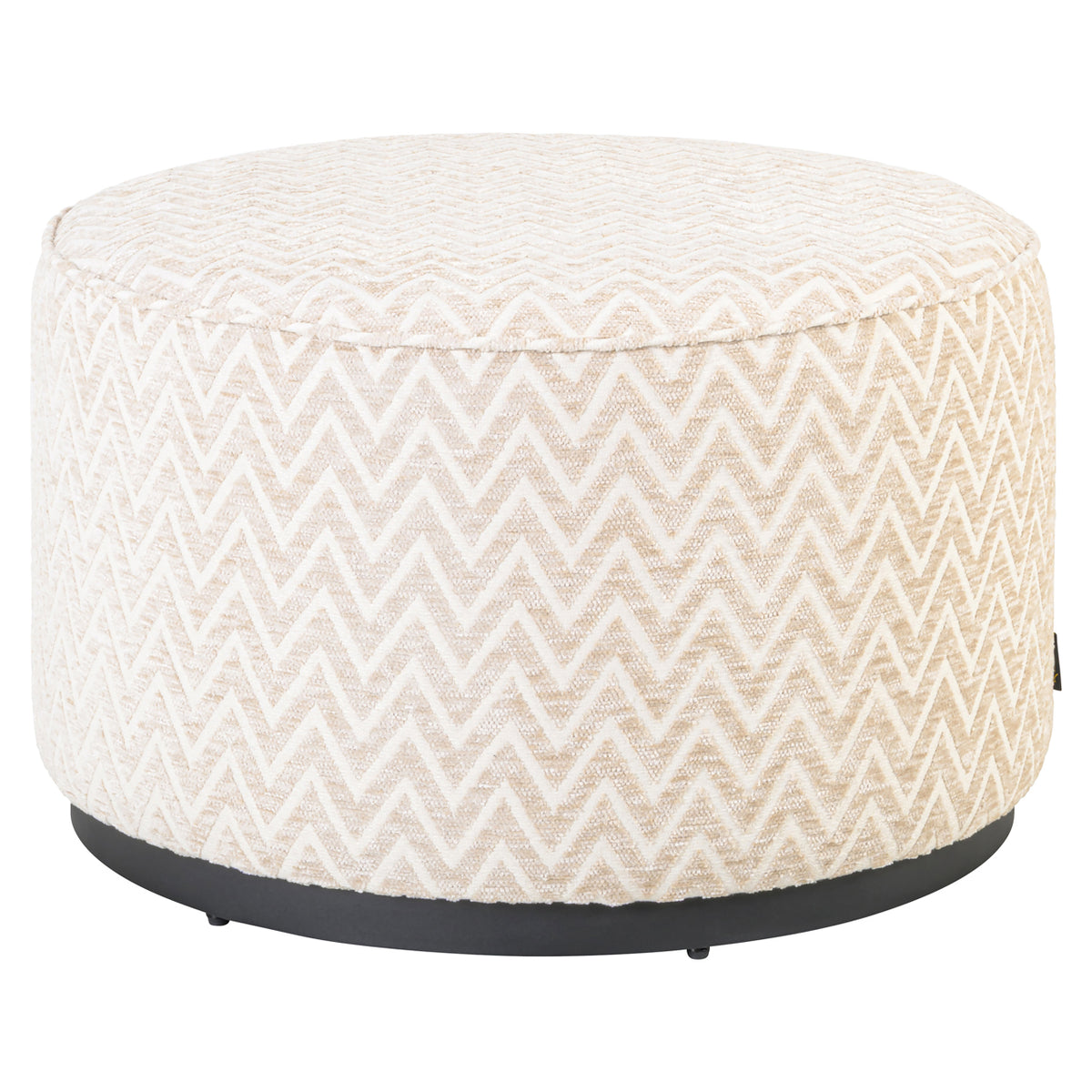 Pouffe & Footstool Lexie beige chevron 70Ø