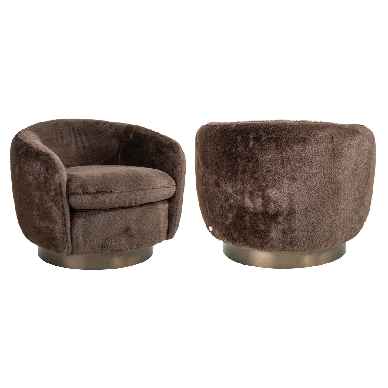 Lounge chair Colmar chocolat fluffy swivel