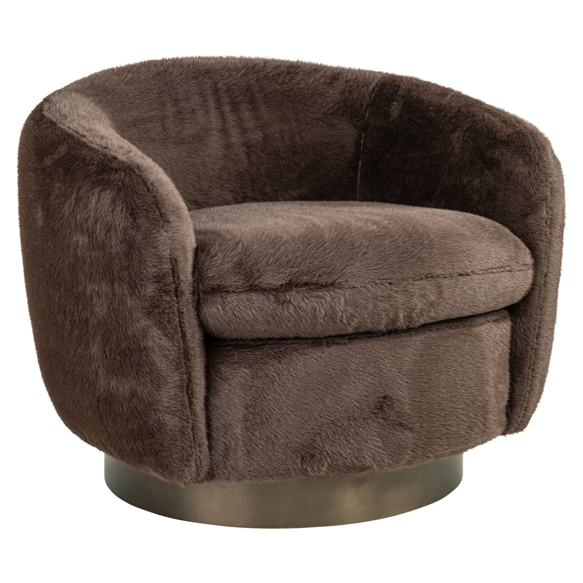 Lounge chair Colmar chocolat fluffy swivel