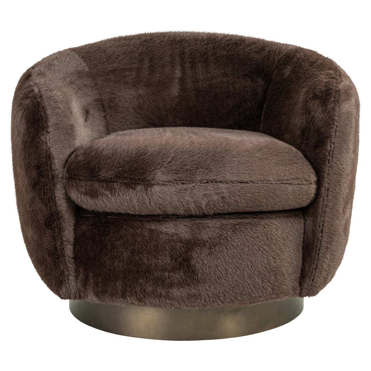Lounge chair Colmar chocolat fluffy swivel
