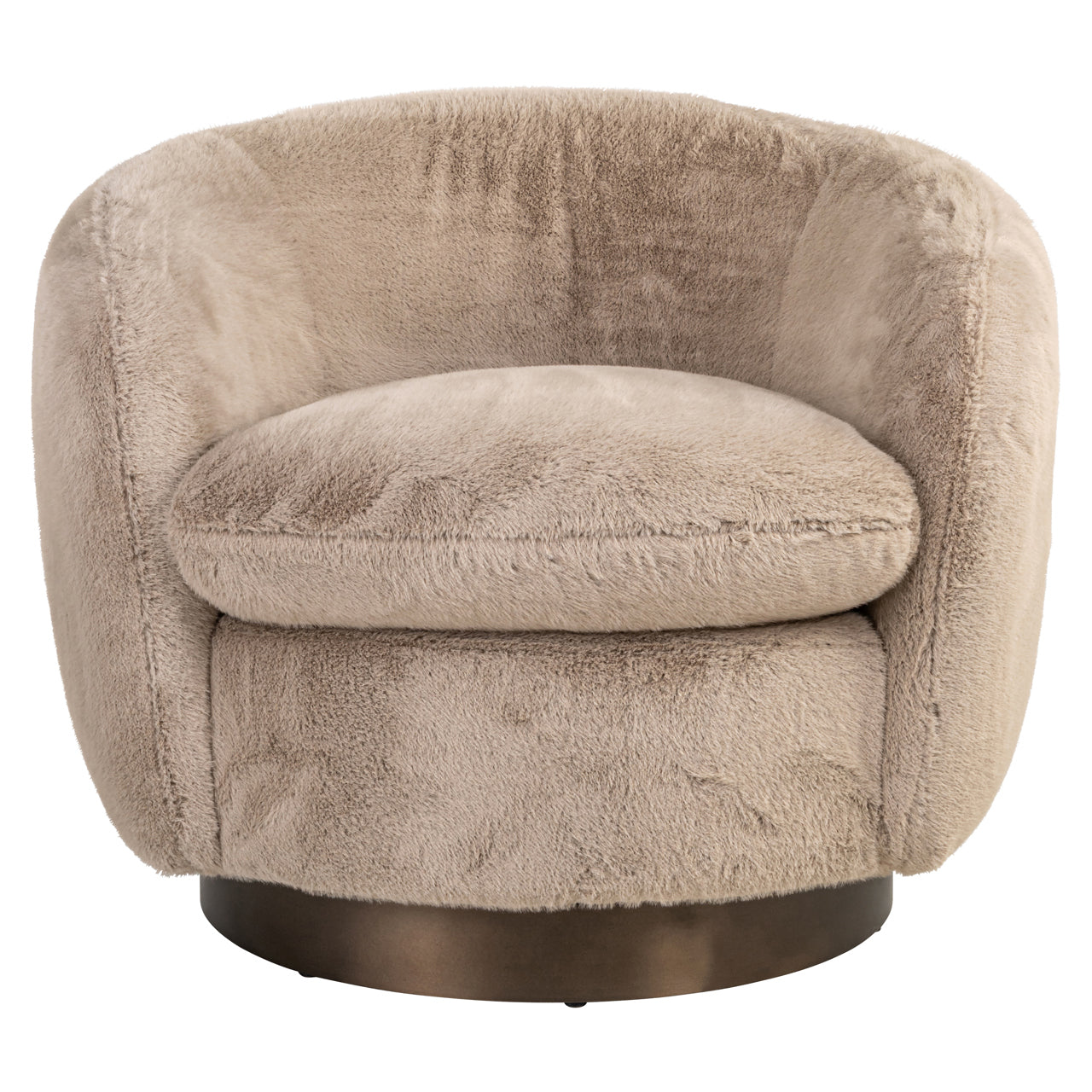 Lounge chair Colmar khaki fluffy swivel