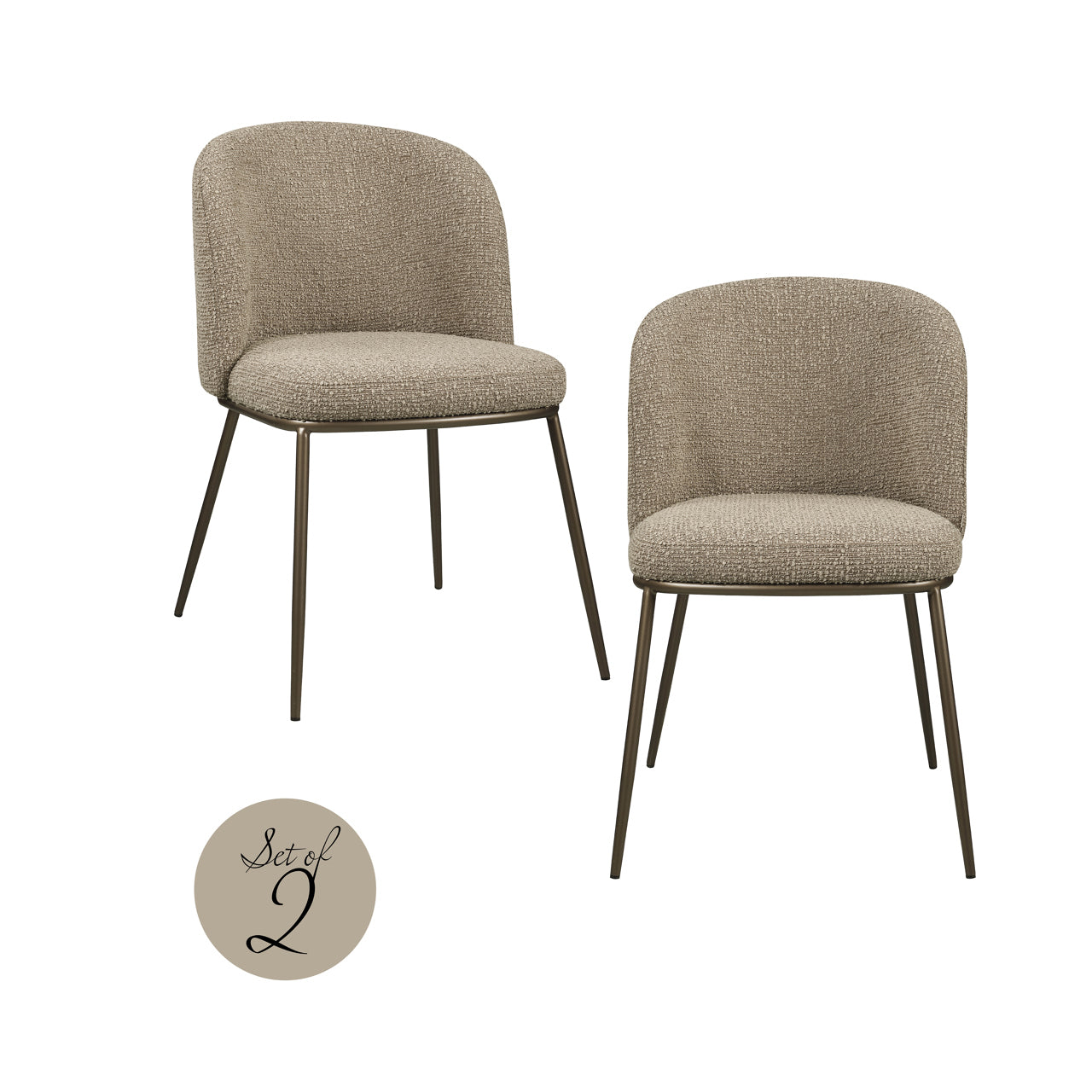 Dining chair Elvi mocca chunky fire retardant (Set of 2)