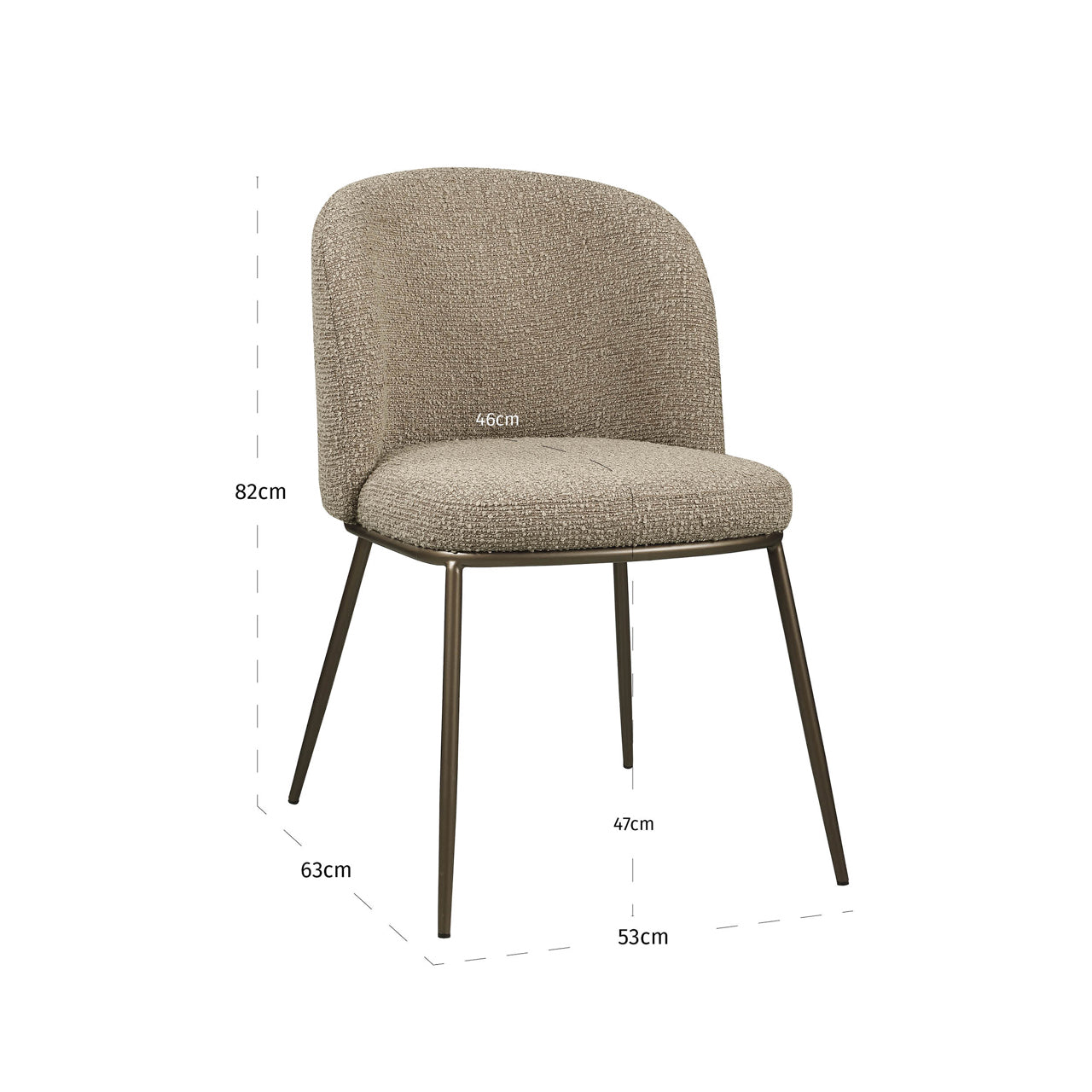 Dining chair Elvi mocca chunky fire retardant (Set of 2)