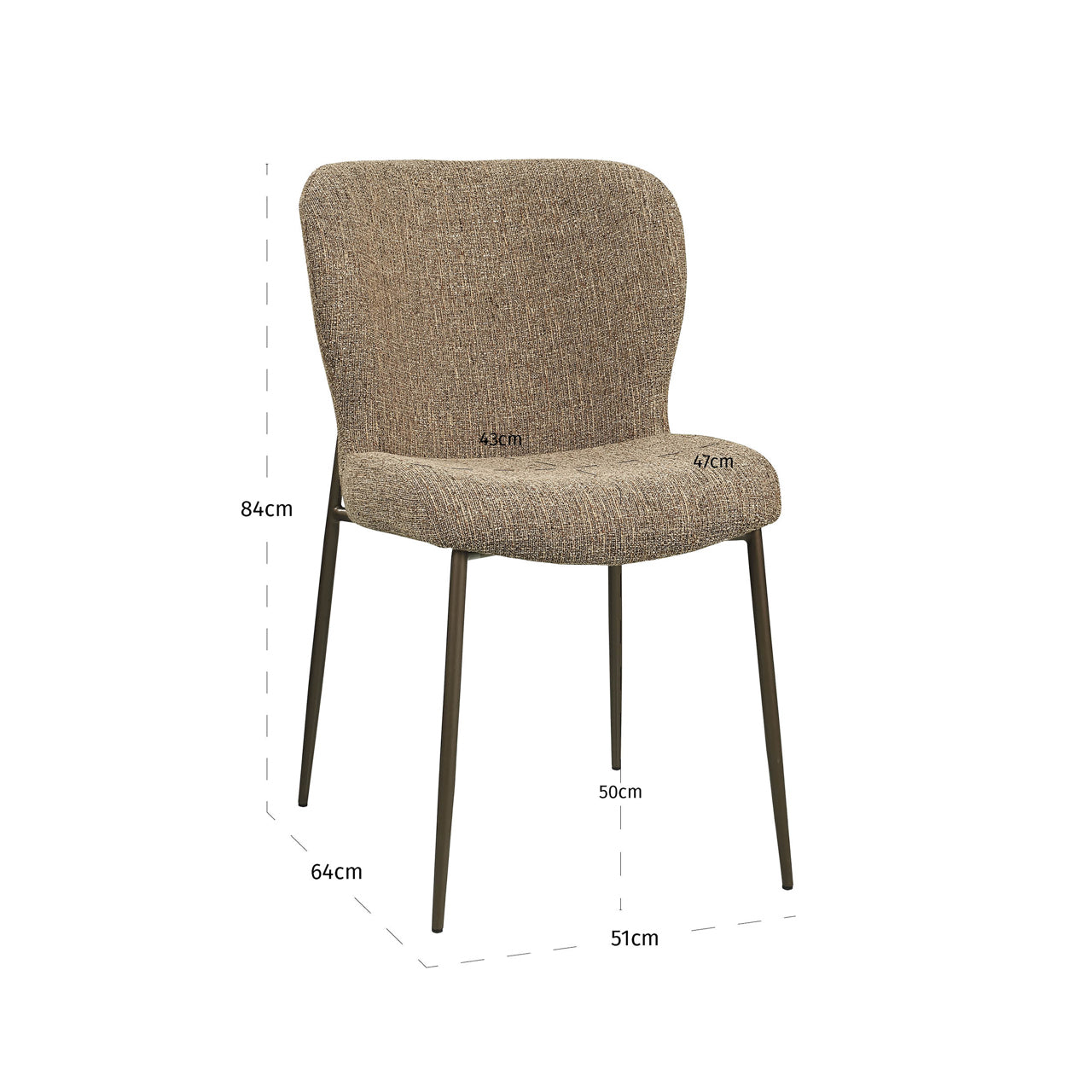 Dining chair Odarby brown tweed fire retardant (Set of 2)