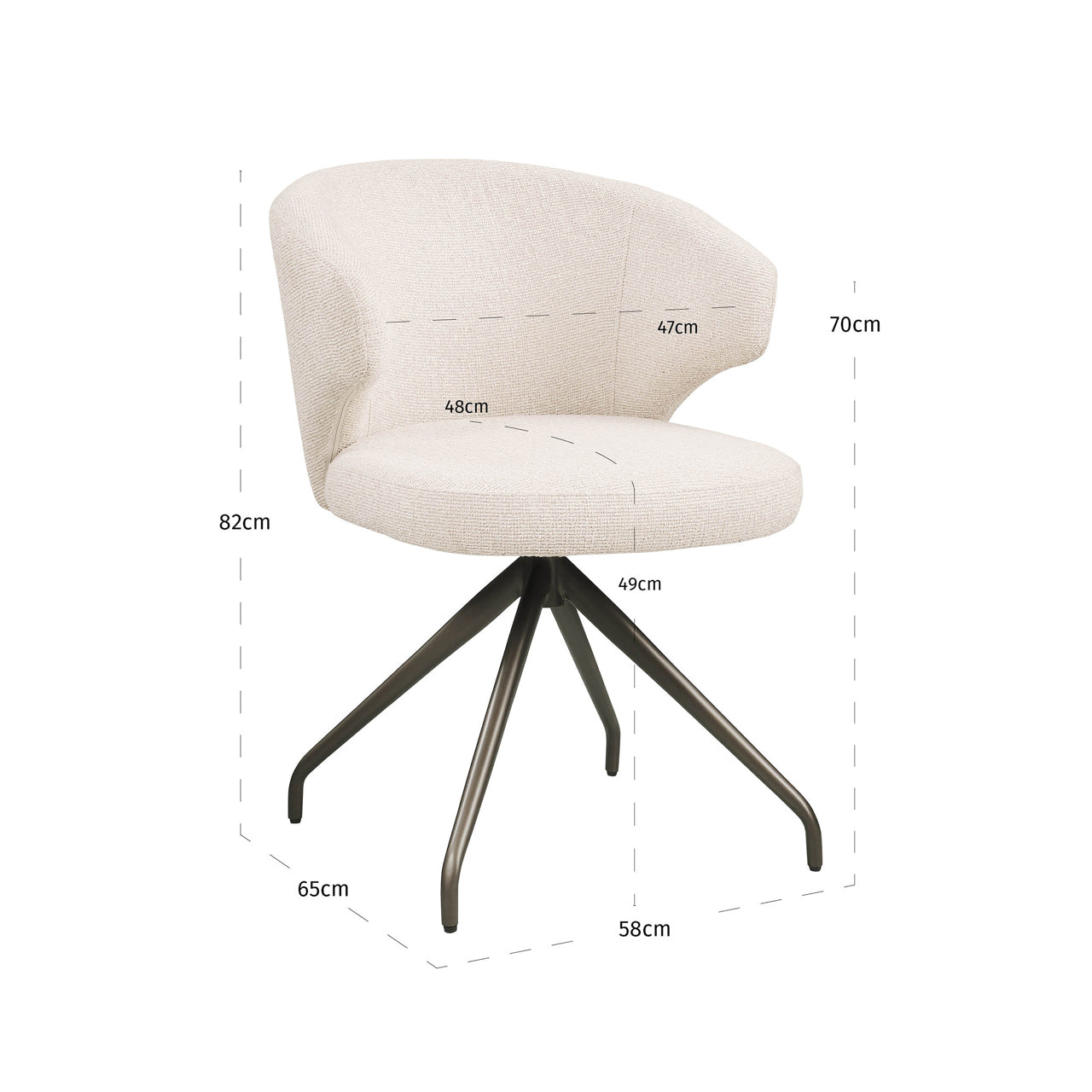 Dining chair Milly biscotti swivel