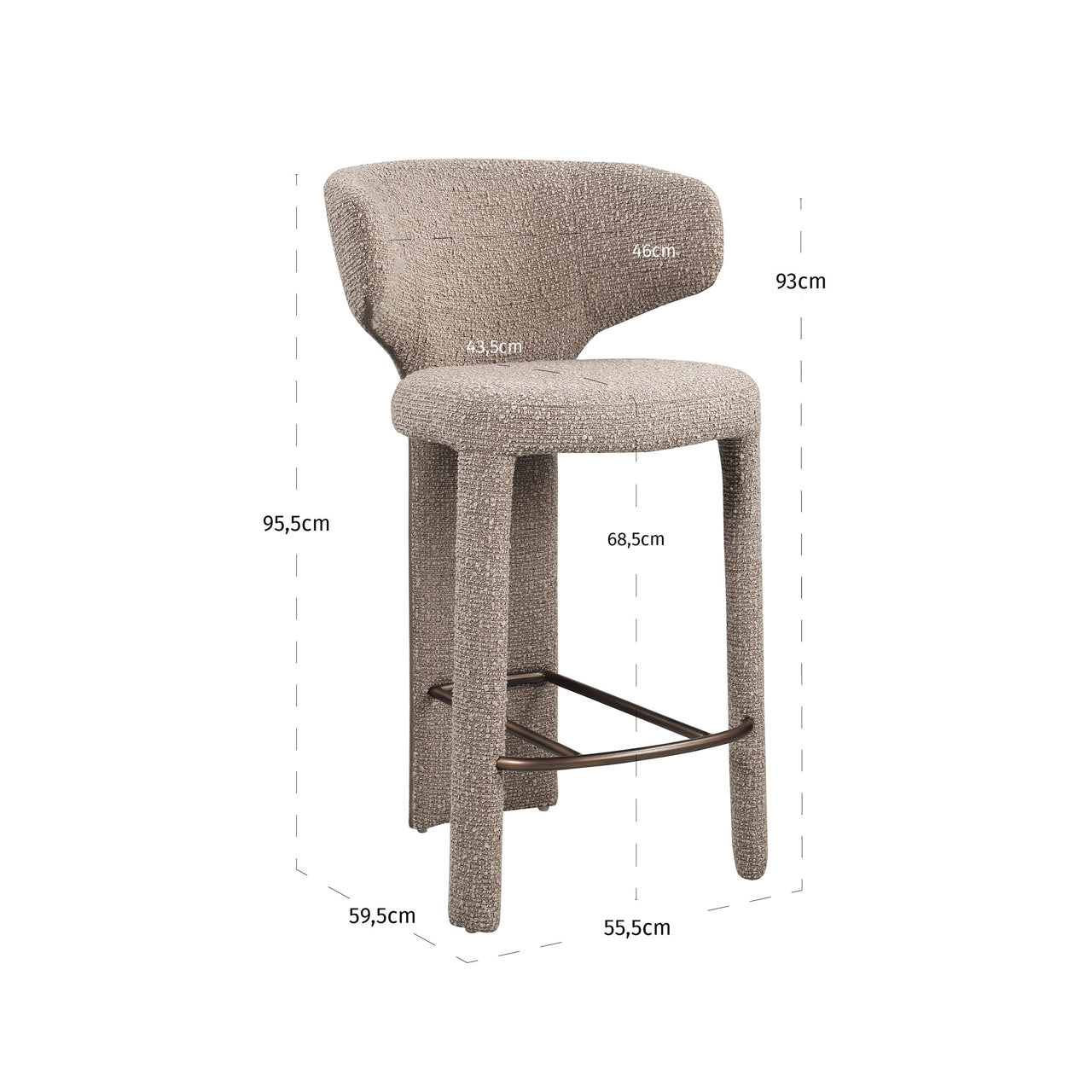 Counter stool Viola mocca chunky