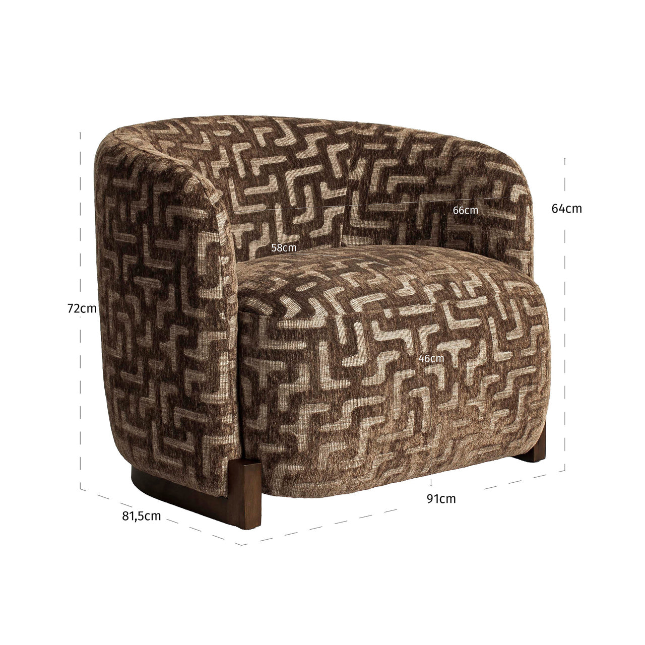 Lounge chair Hannah brown labyrinth fire retardant