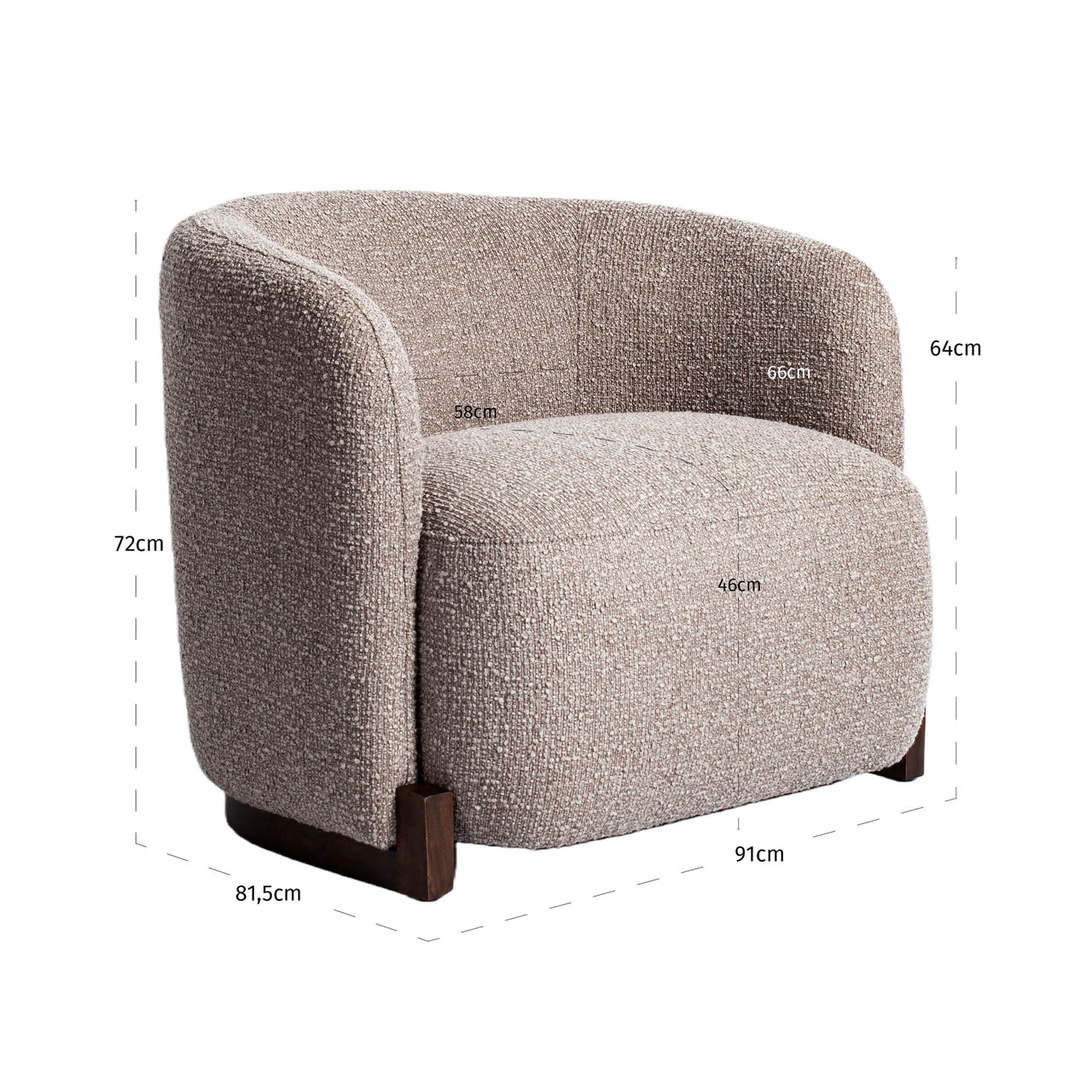 Lounge chair Hannah mocca chunky fire retardant