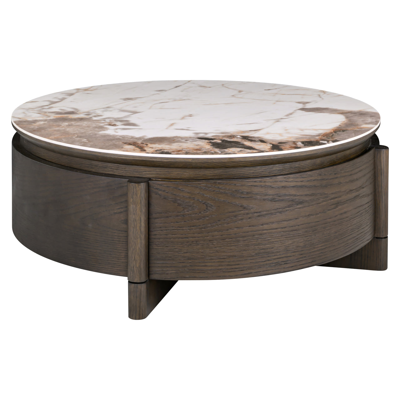 Coffee table Langford brown 90Ø 1-drawer