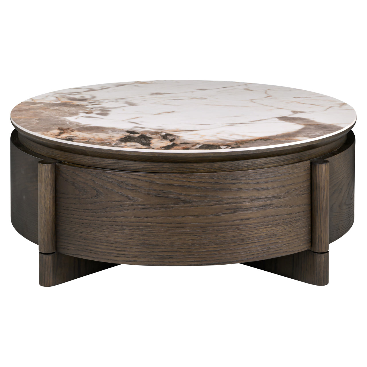 Coffee table Langford brown 90Ø 1-drawer