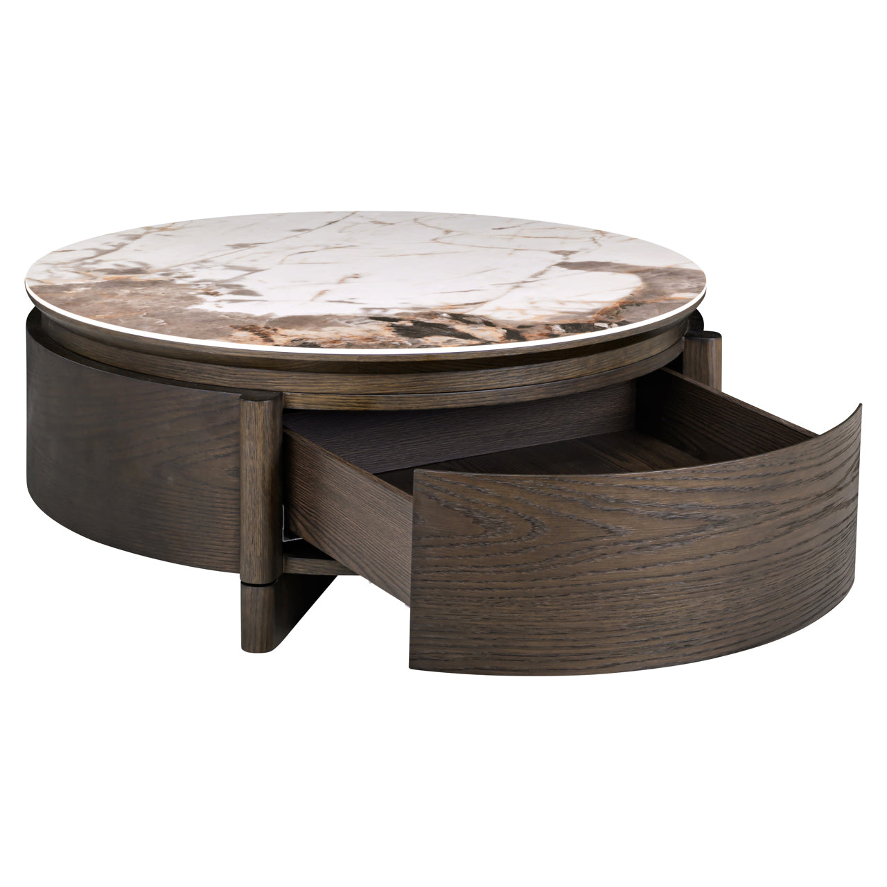 Coffee table Langford brown 90Ø 1-drawer