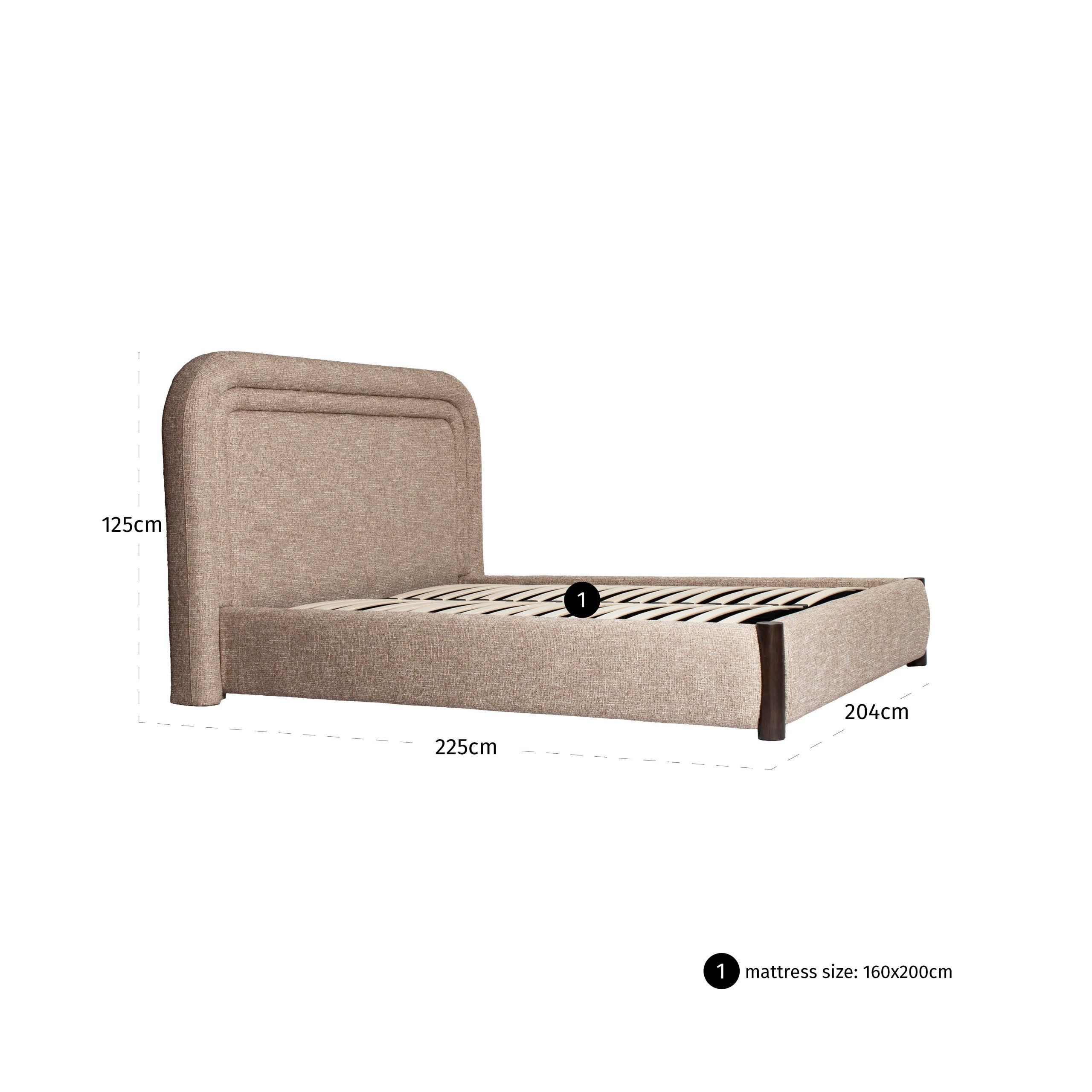 Bed Citadel sand tweed 160x200 (mattress size (excl.))